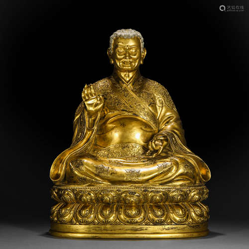 Ming Dynasty gilt bronze statue of the master