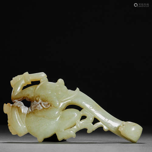 Han Dynasty Hetian Jade Animal Pattern Belt Hook