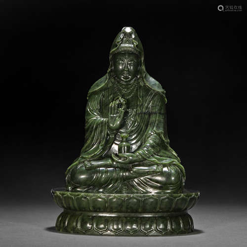 Qing Dynasty Hetian jasper Guanyin