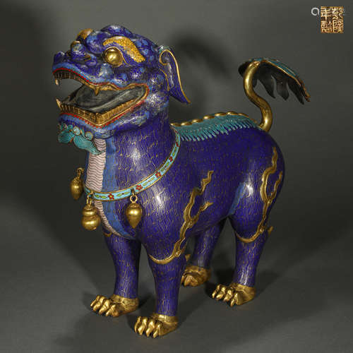 Qing Dynasty cloisonné enamel auspicious animal ornament