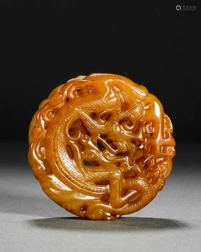 Han Dynasty Hetian Jade Dragon Pattern Jade Bi