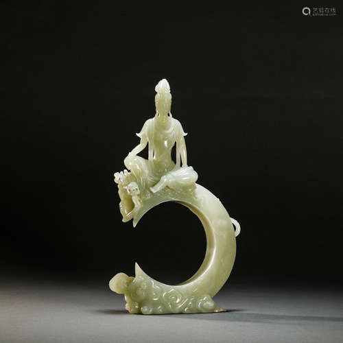 Qing Dynasty Hetian Yushuiyue Guanyin Ornament