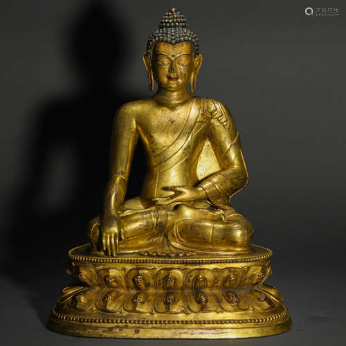 Ming Dynasty gilt bronze statue of Sakyamuni Buddha