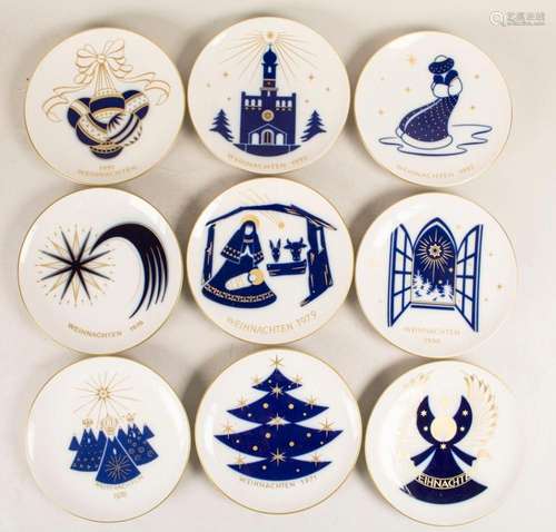 9 Weihnachtsteller / Christmas plates, limited edition, KPM,...