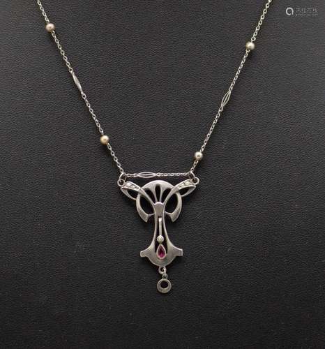 Jugendstil Collier mit Amethyst / An Art Nouveau silver neck...