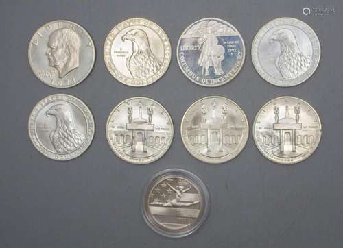 USA: Sammlung 9 Silbermünzen / A collection of 9 silver coin...