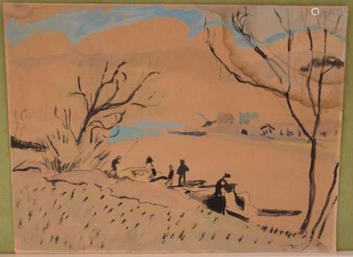 André Derain (1880-1954),  Szene mit Angler und Frauen am Fl...