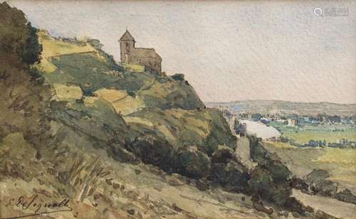 Ernest Designolle (1850-1941),  Burg auf Anhöhe  /  A castle...