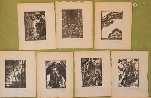 Roger Grillon (1881-1938), 7 Holzstiche / 7 wood engravings,...