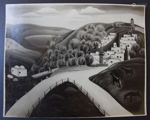 Reuven Rubin (1893-1974), Gemäldefoto  Israelische Landschaf...