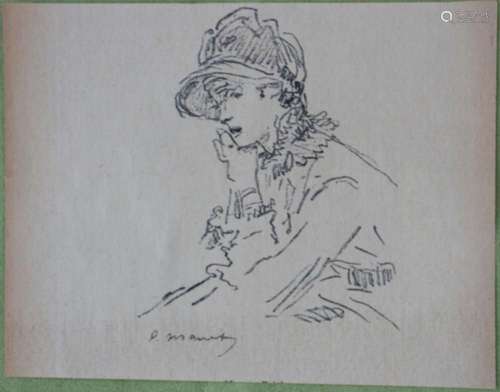 Édouard Manet (1832-1883),  Porträt einer Dame mit Hut  /  A...