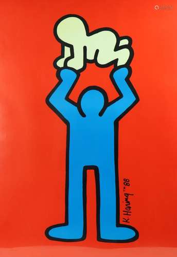 Keith HARING (1958-1990),  Man holding radiant baby , 1992