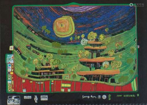 Friedensreich Hundertwasser (1928-2000),  Die Häuser hängen ...