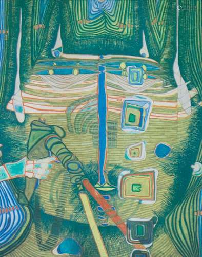 Friedensreich Hundertwasser (1928-2000),  Abstrakte Komposit...