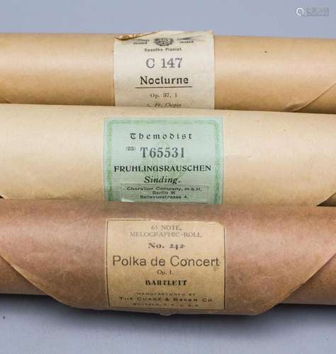 3 Musikwalzen / A set of 3 music rollers, u.a. Wilh. Spaethe...