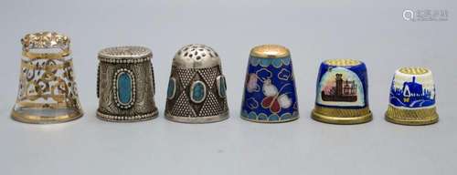 6 Fingerhüte / 6 thimbles