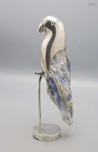 Papagei / A silver and kyanite sculpture of a parrot, 20. Jh...