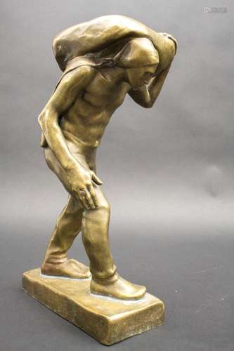 Julius OBST (1878-1939), Bronzeplastik  Sackträger , deutsch...