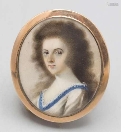 Miniature einer Dame / A miniature portrait of a lady in an ...