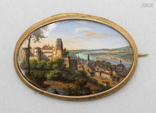 Miniatur  Ansicht von Heidelberg  als Bosche / A brooch with...