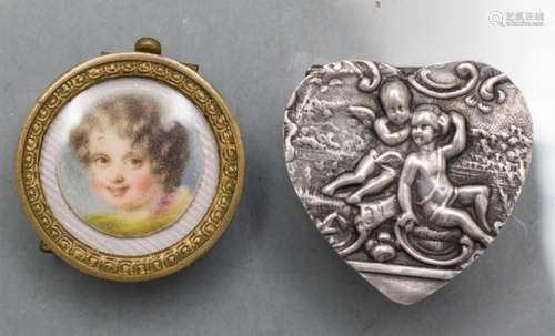 Miniatur Kinderportrait und Silberdose, deutsch, 19. Jh.