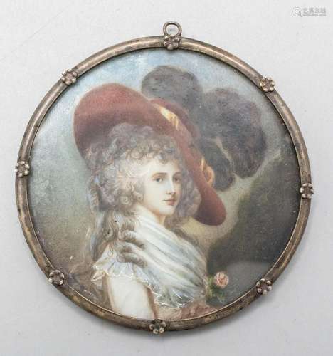 Miniatur Porträt  Dame mit Hut  / A miniature portrait of a ...