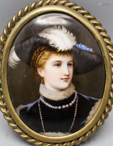 Miniatur einer jungen Dame mit Hut / A miniature portrait of...