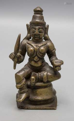 Bronzeplastik der sitzenden Durga / A bronze figure of sitti...