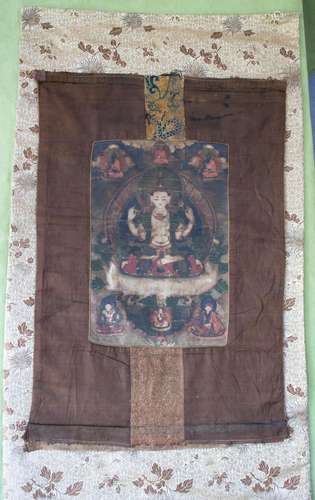 Tangka / A tangka,  Shadaksharì Avalokiteshvara , Tibet, 17....