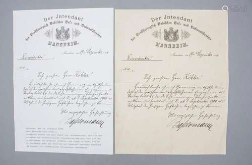 Einschreiben mit Autograph, August Bassermann - Intendant de...