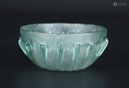 A Roman Ribbed Glass Bowl