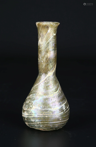 A Roman Pale Green Glass Bottle