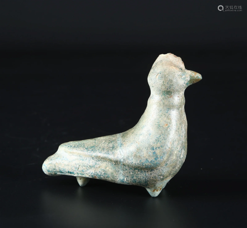 A Kashan Turquoise Glazed Model of a Bird