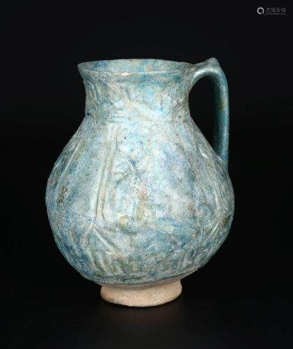 A Large Turquoise-Blue Glazed Pottery Vase