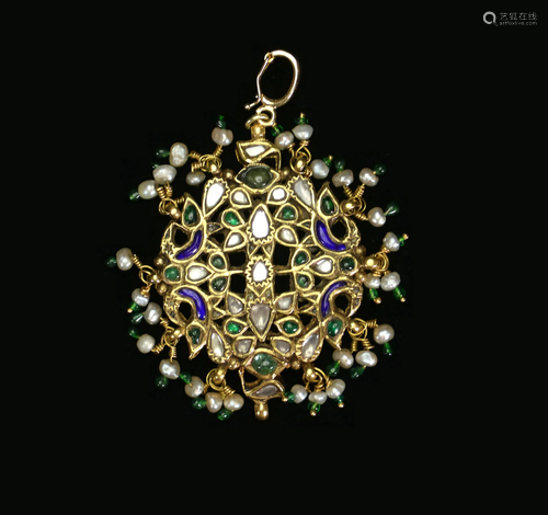 A Gem-Set Gold Forehead (Tika) Pendant