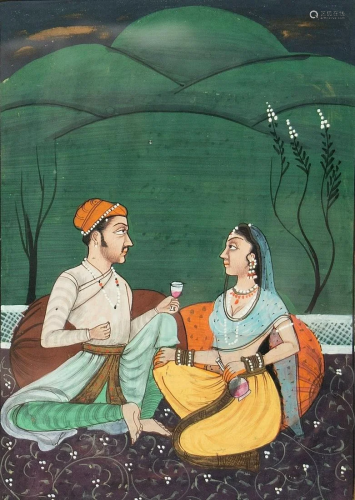 A prince and princess seated on a terrace