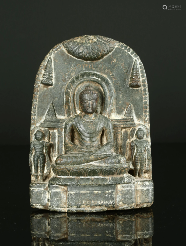 A Black Stone Stele of Buddha, 9th/10th Century
