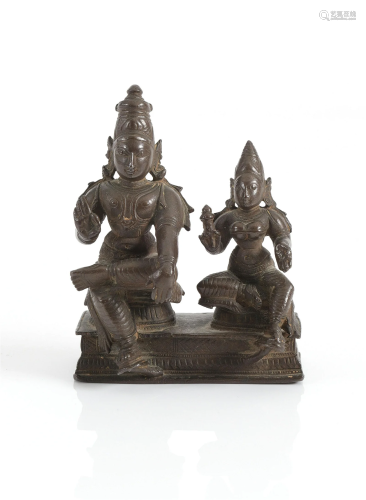 A Bronze Group of Shiva Parvati