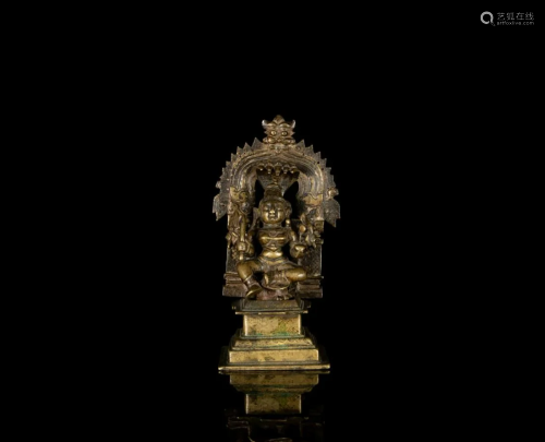 An Indian bronze shrine to Durga