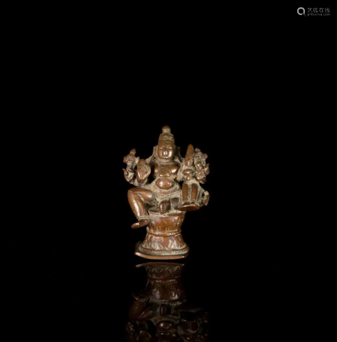 A bronze group of Lord Vishnu and laxmi