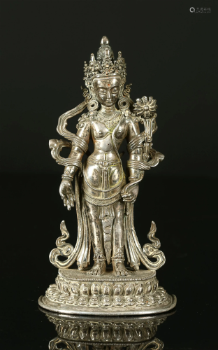 A Standing Silver Figure of Padmapani Lokeshvara