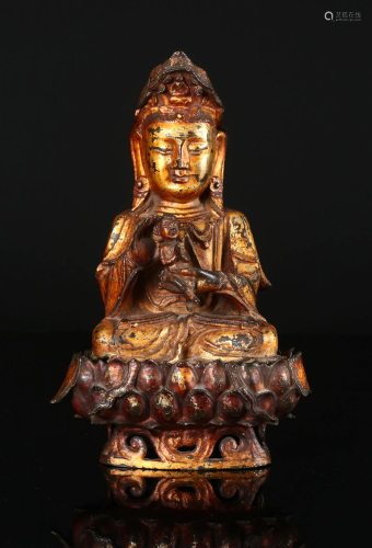 A Gilt Bronze Figure of Guanyin