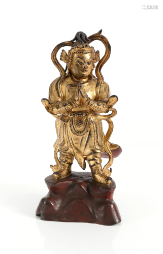 A Chinese Gilt Bronze Figure of Weituo