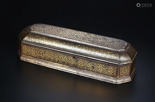 A Gold Inlay Moghul Pen Box