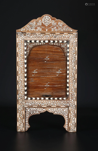 An Indian Ivory Inlay Travel Mirror Frame