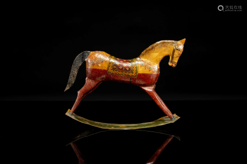 A North Indian painted metal rocking horse