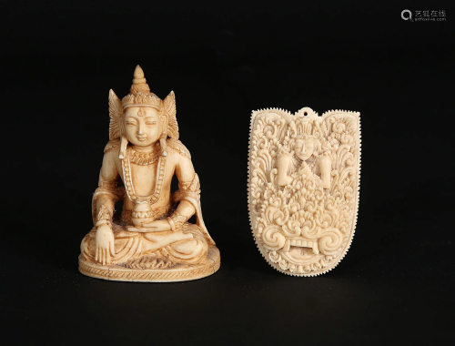 An Ivory and one Bone carving.