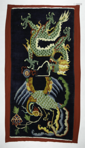 A Tibetan Dragon and Phoenix Rug, Himalayan States
