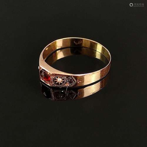 Antique garnet ring, 585/14K rose gold (tested), 1.37g, mid ...