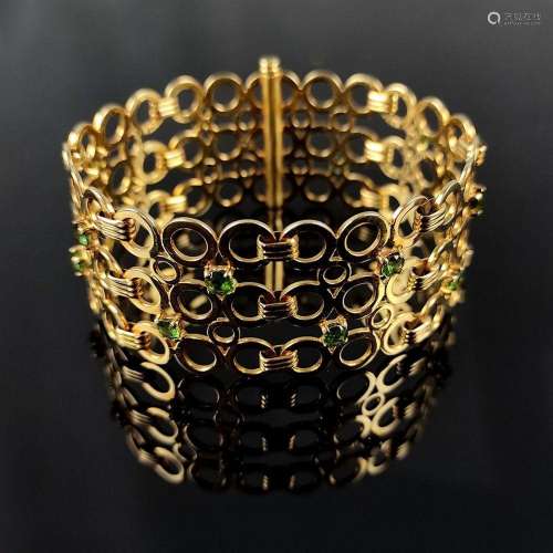 Fancy bracelet with green tourmalines, 585/14K yellow gold, ...